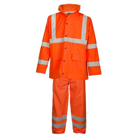 4X-5X, Orange, Class 3 & Class E, Rainwear Set